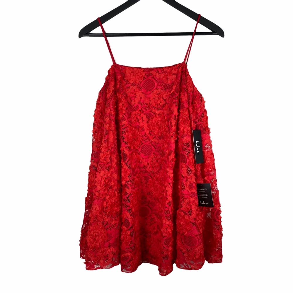 Lulu's Red Floral Textured Trapeze Tunic Tank
